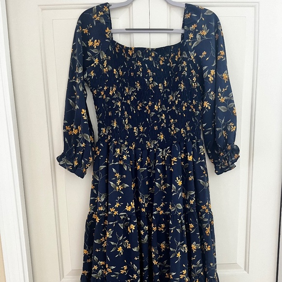 NWOT Baltic Born Marta Smocked Midi Dress - Picture 3 of 5